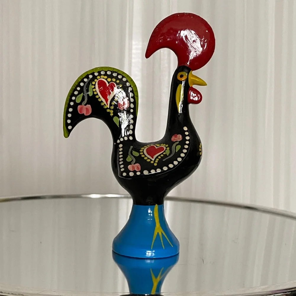 Portugal π΅πΉ MΓ©tal Handpainted Colorful 6β Rooster Figurine - Picture 1 of 12